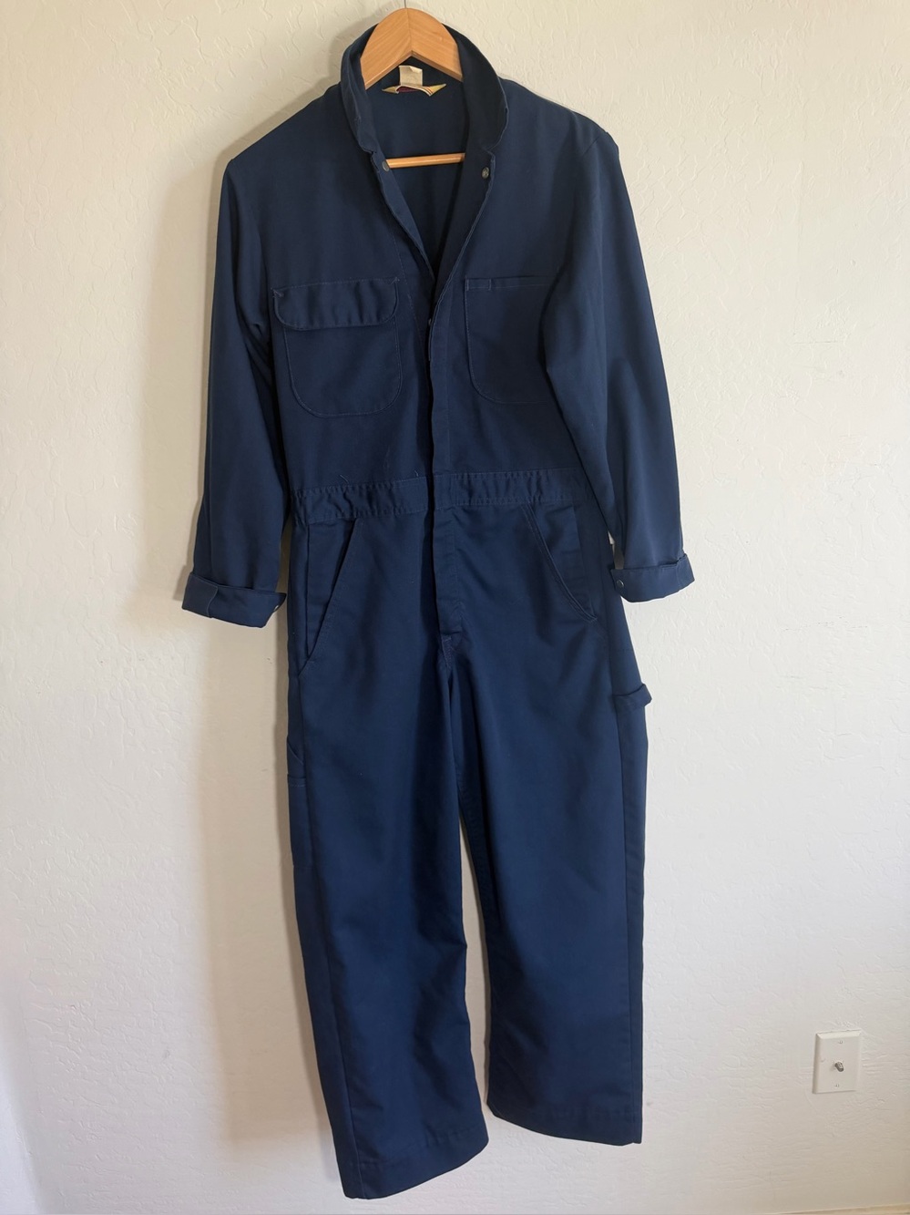 Vintage 70s Work-Mates Big Yank Navy Blue Utility Coveralls Jumpsuit 36R